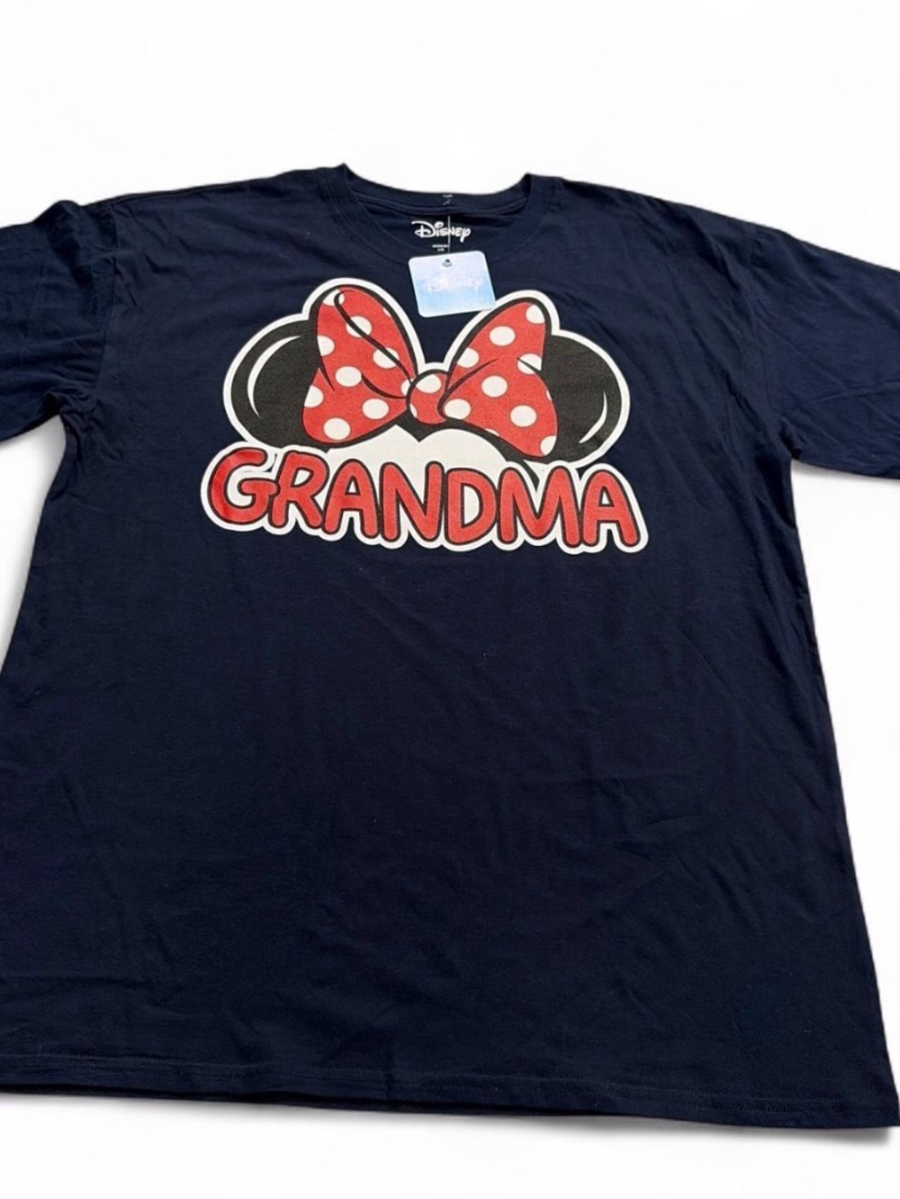 NWT Disney Navy Tee with Red Polka Dot Bow - Grandma Graphic Sz L NWT